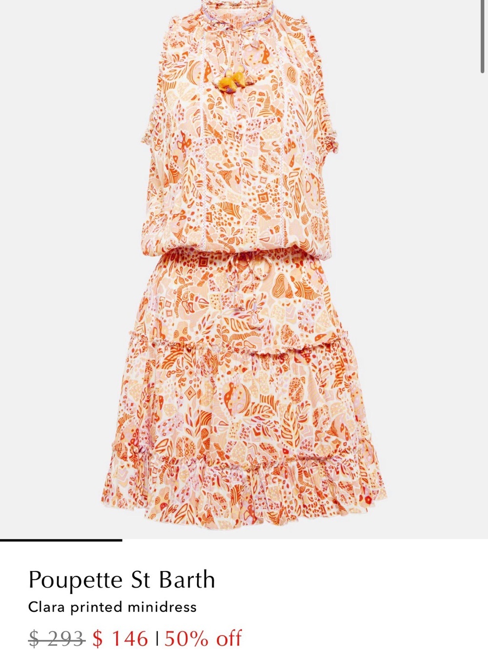 Poupette St. Barth Girls' Floral Paisley Tiered Dress in Pink and Peach